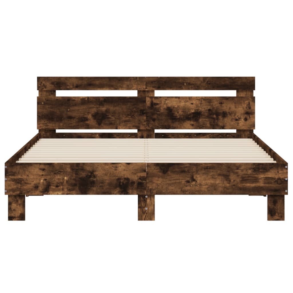 Cadre de lit avec LED sans matelas chêne fumé 150x200 cm - XIOS