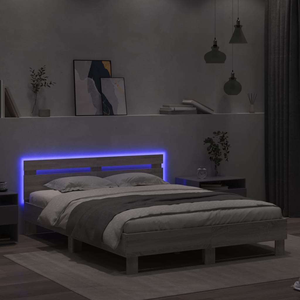 Cadre de lit avec LED sans matelas sonoma gris 150x200 cm - XIOS