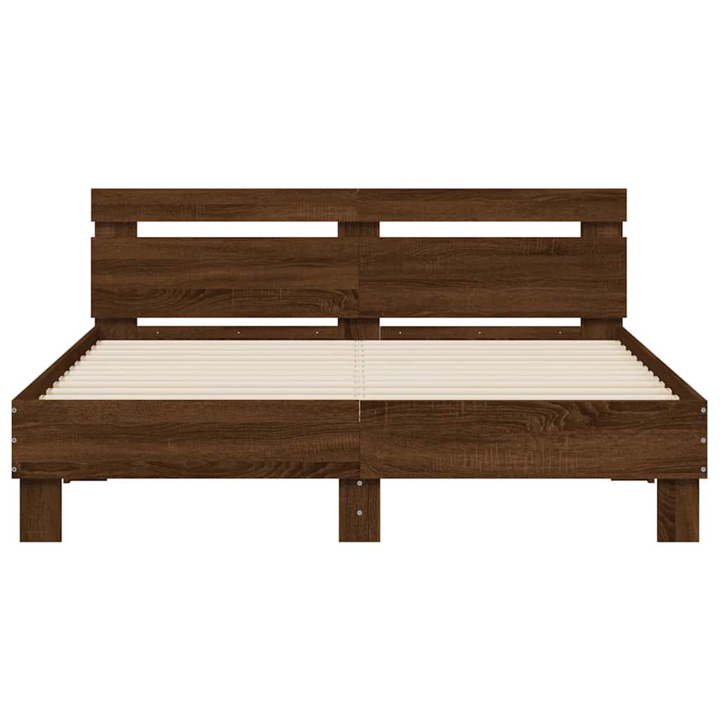 Cadre de lit avec LED sans matelas chêne marron 150x200 cm - XIOS