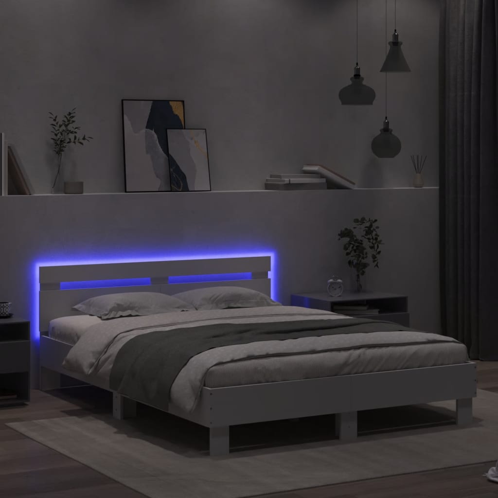 Cadre de lit avec LED sans matelas blanc 140x200 cm - XIOS