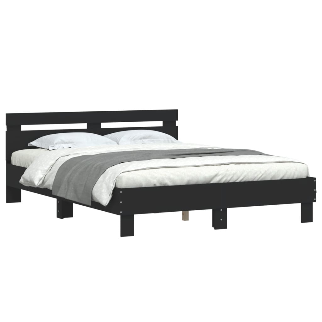 Cadre de lit avec LED sans matelas noir 140x200 cm - XIOS