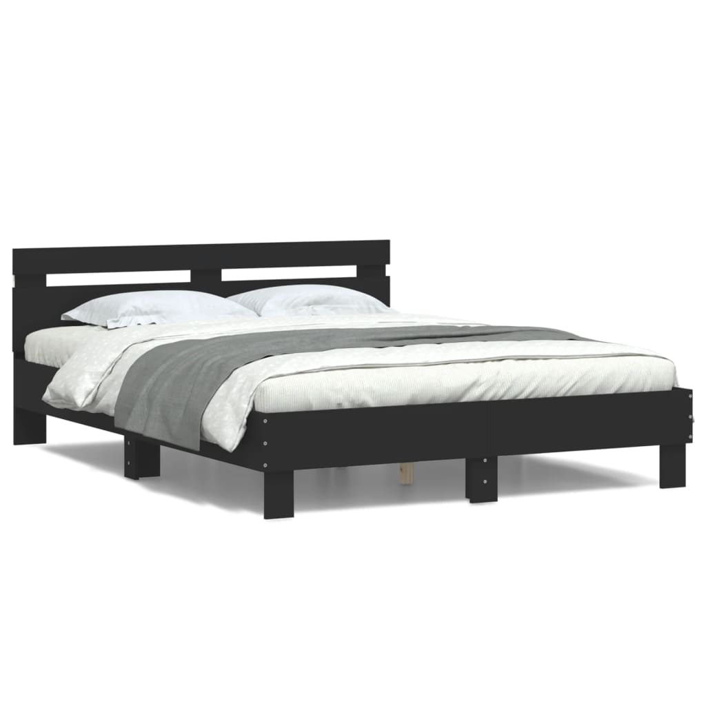 Cadre de lit avec LED sans matelas noir 140x200 cm - XIOS
