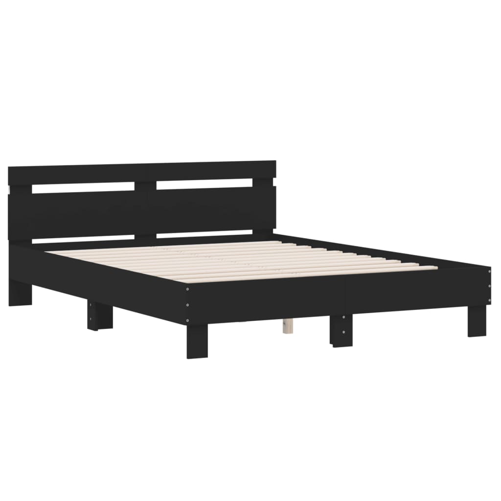Cadre de lit avec LED sans matelas noir 140x200 cm - XIOS