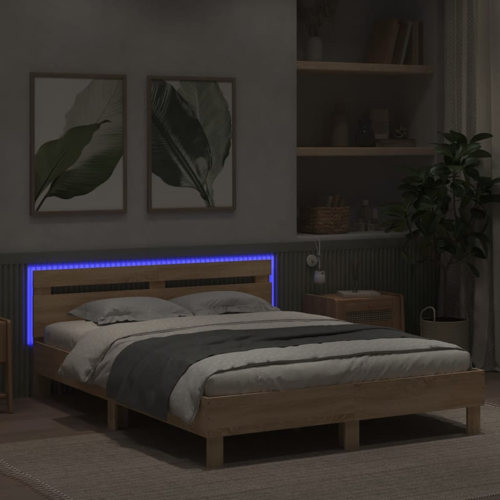 Cadre de lit avec LED sans matelas chêne sonoma 140x200 cm - XIOS