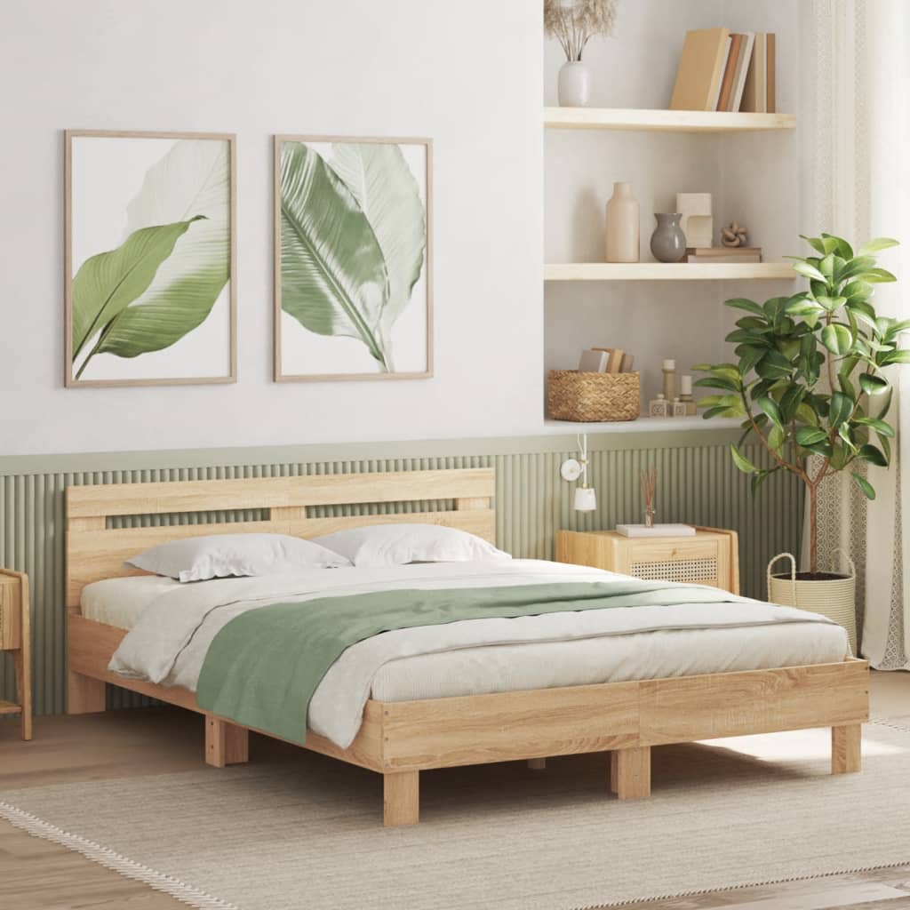 Cadre de lit avec LED sans matelas chêne sonoma 140x200 cm - XIOS
