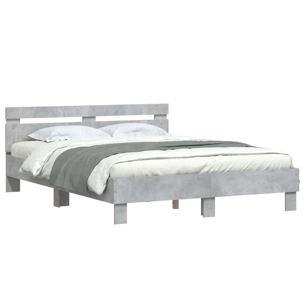 Cadre de lit avec LED sans matelas gris béton 140x200 cm - XIOS
