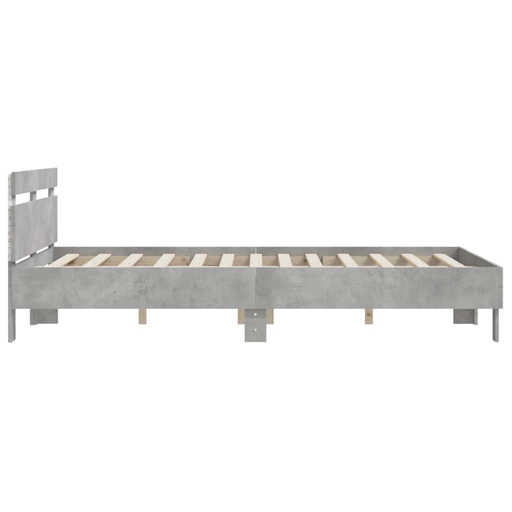 Cadre de lit avec LED sans matelas gris béton 140x200 cm - XIOS