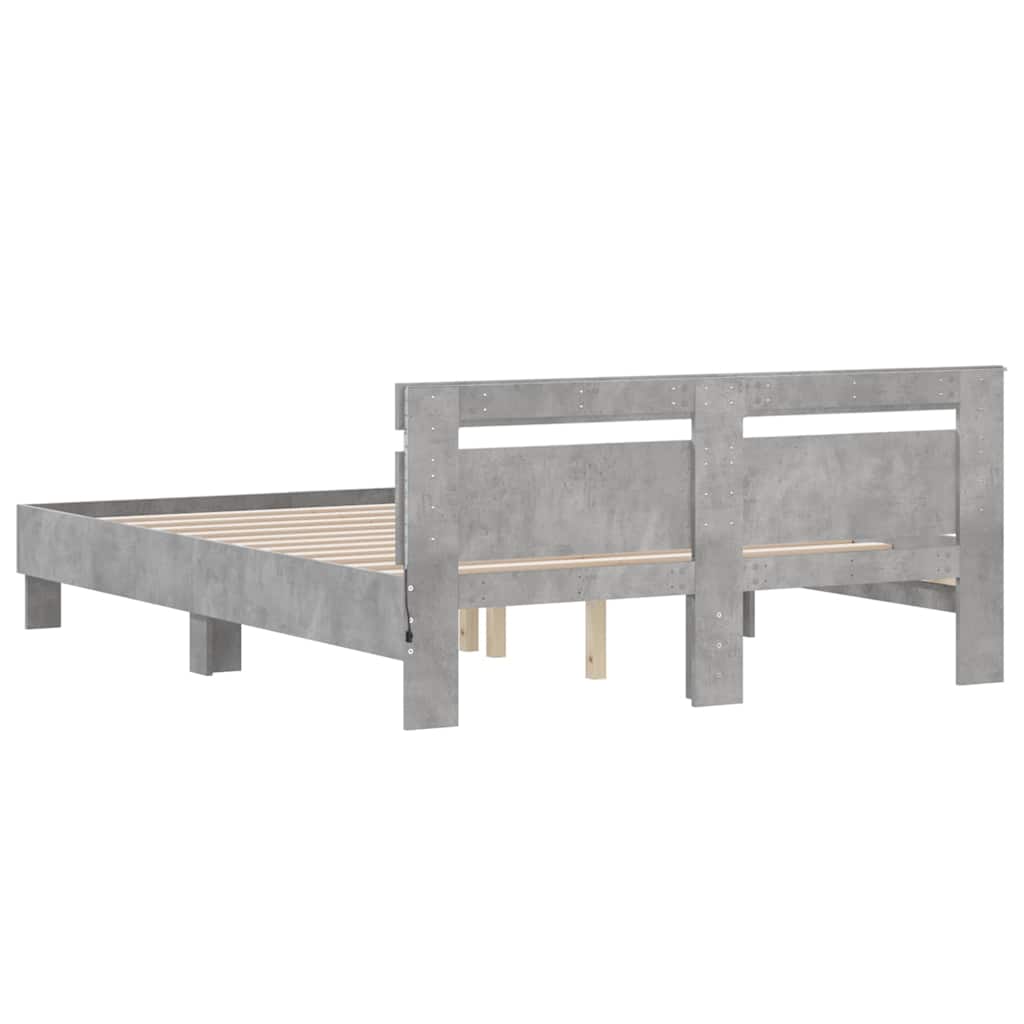 Cadre de lit avec LED sans matelas gris béton 140x200 cm - XIOS