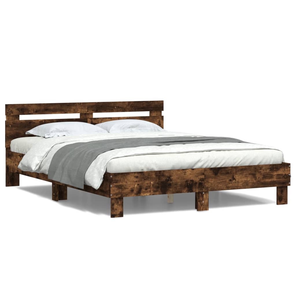 Cadre de lit avec LED sans matelas chêne fumé 140x200 cm - XIOS