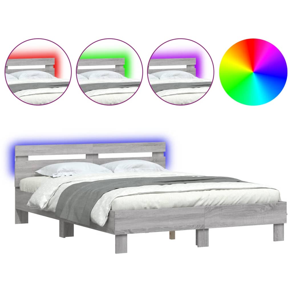 Cadre de lit avec LED sans matelas sonoma gris 140x200 cm - XIOS