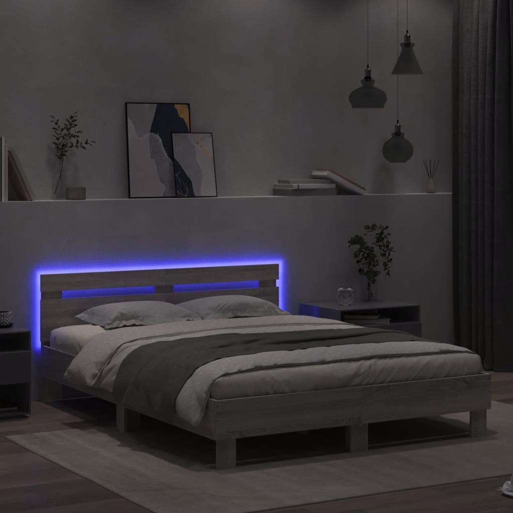 Cadre de lit avec LED sans matelas sonoma gris 140x200 cm - XIOS