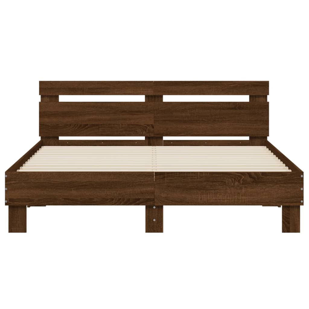Cadre de lit avec LED sans matelas chêne marron 140x200 cm - XIOS