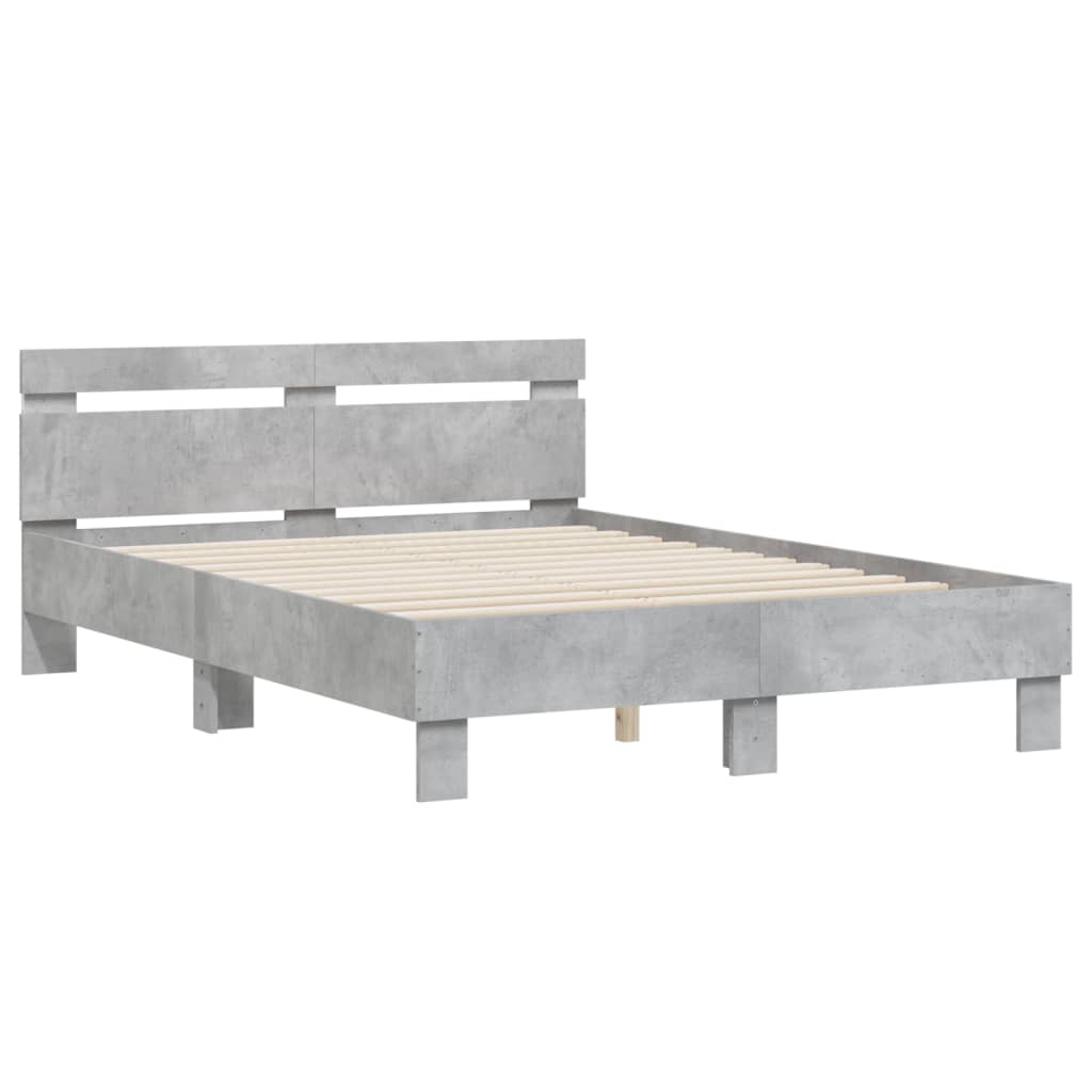 Cadre de lit avec LED sans matelas gris béton 120x200 cm - XIOS