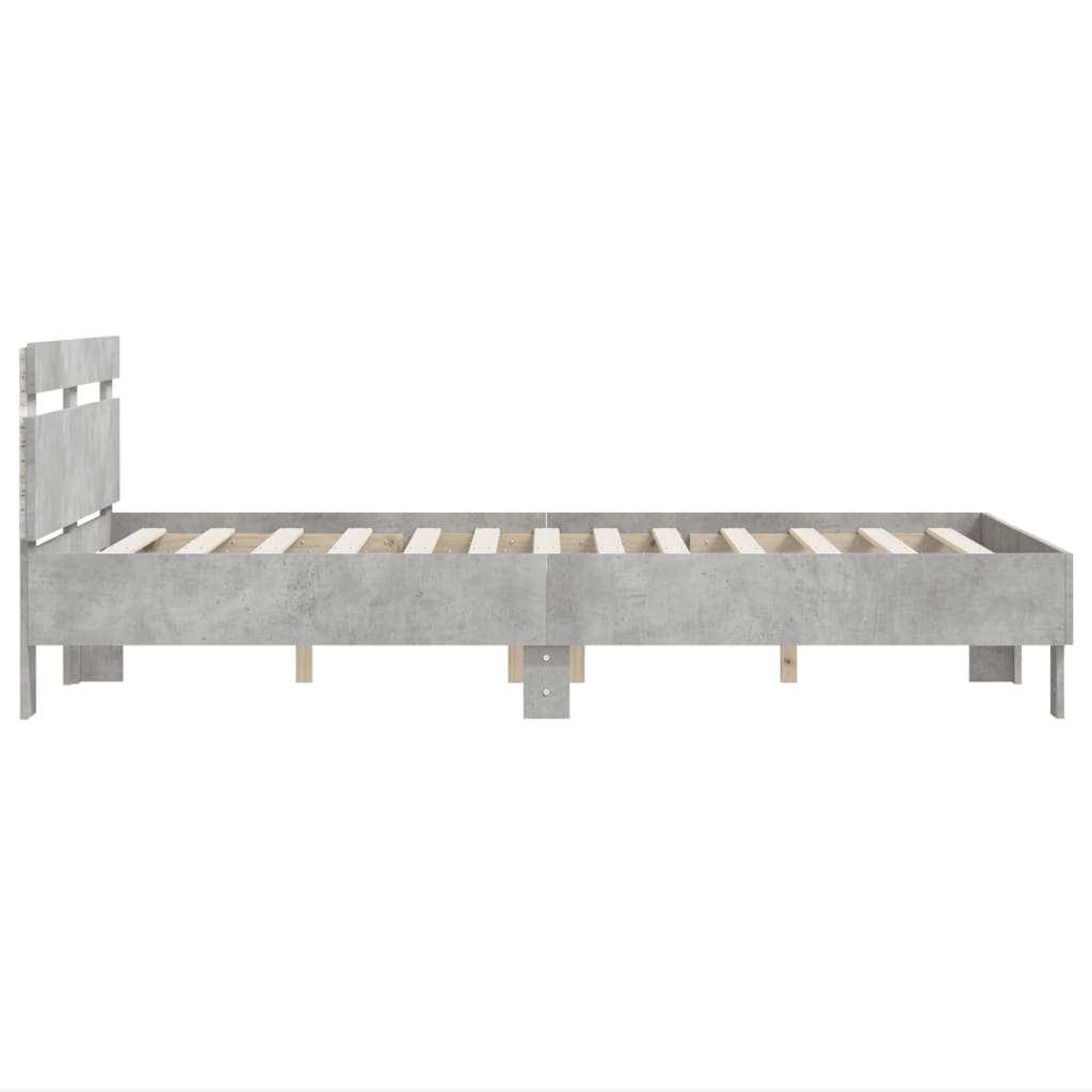 Cadre de lit avec LED sans matelas gris béton 120x200 cm - XIOS