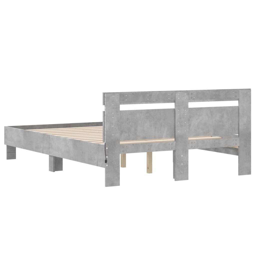 Cadre de lit avec LED sans matelas gris béton 120x200 cm - XIOS