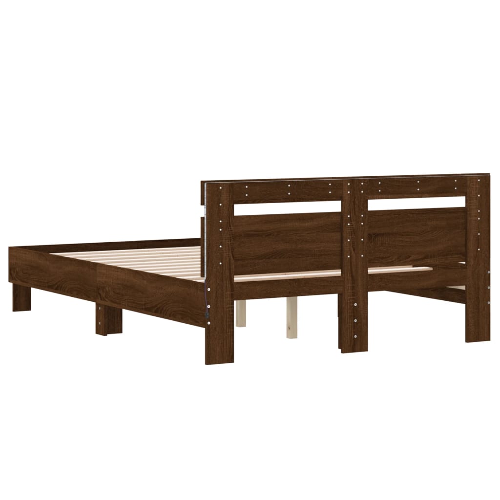 Cadre de lit avec LED sans matelas chêne marron 120x200 cm - XIOS