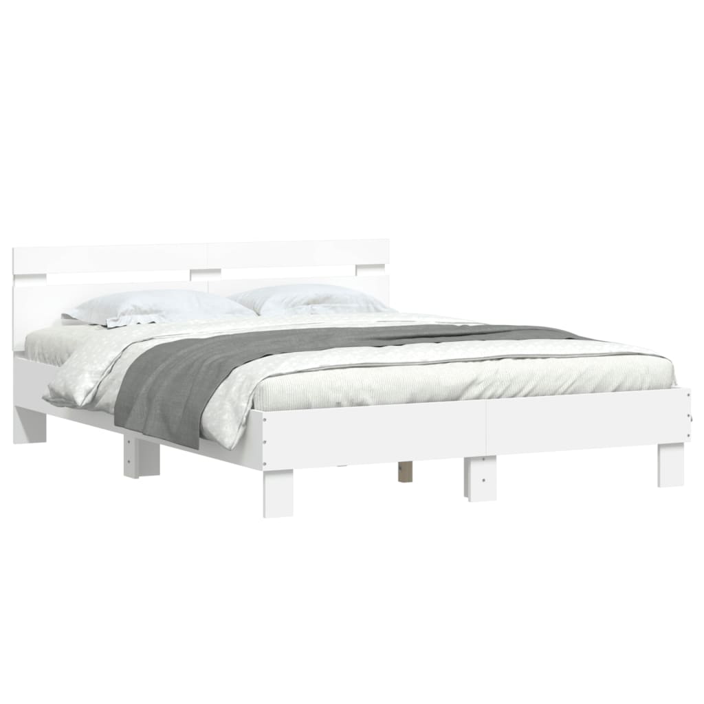 Cadre de lit avec LED sans matelas blanc 140x190 cm - XIOS