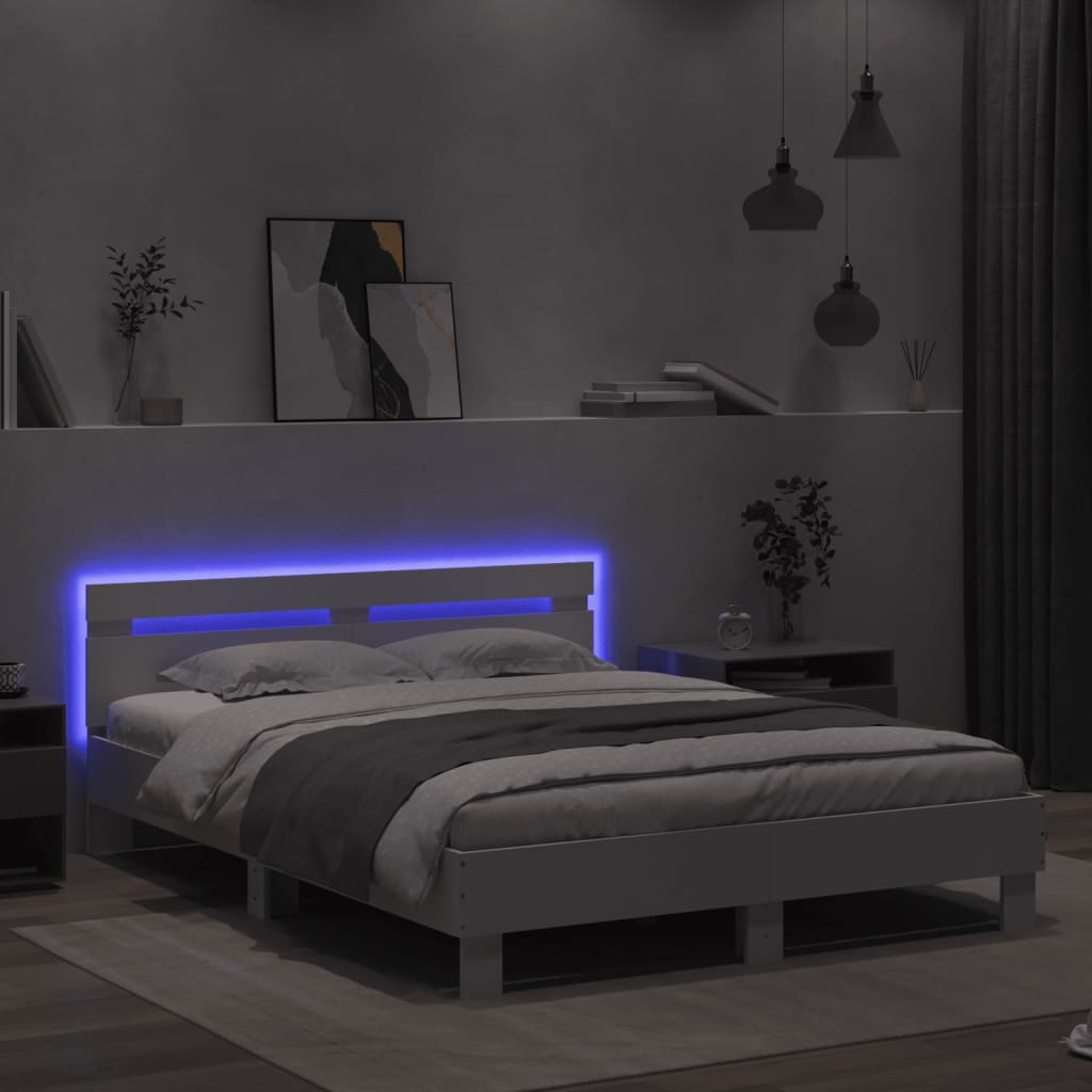 Cadre de lit avec LED sans matelas blanc 140x190 cm - XIOS
