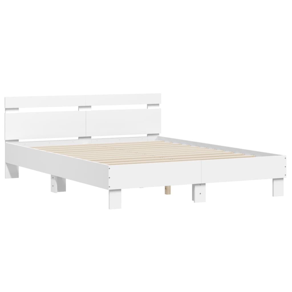 Cadre de lit avec LED sans matelas blanc 140x190 cm - XIOS