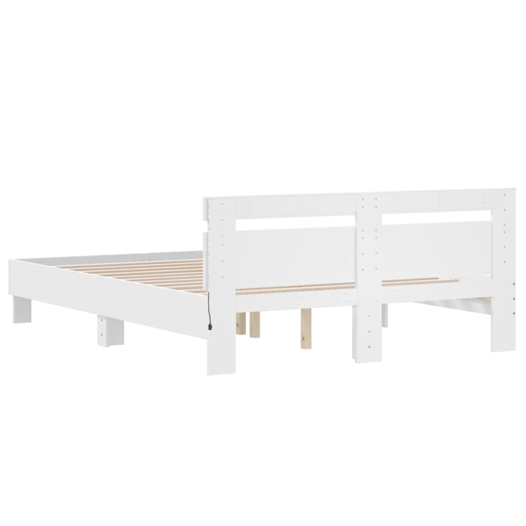 Cadre de lit avec LED sans matelas blanc 140x190 cm - XIOS
