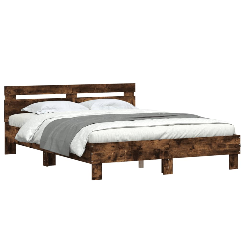 Cadre de lit avec LED sans matelas chêne fumé 140x190 cm - XIOS