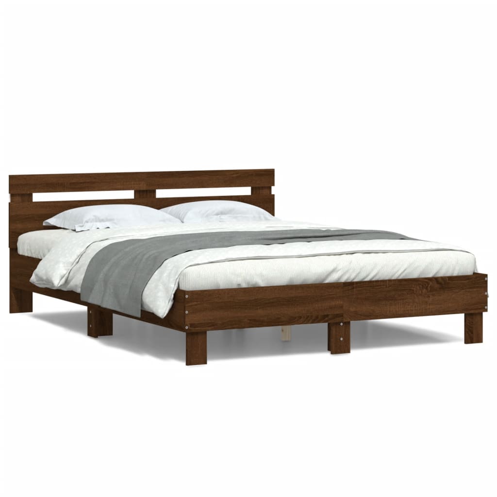 Cadre de lit avec LED sans matelas chêne marron 140x190 cm - XIOS