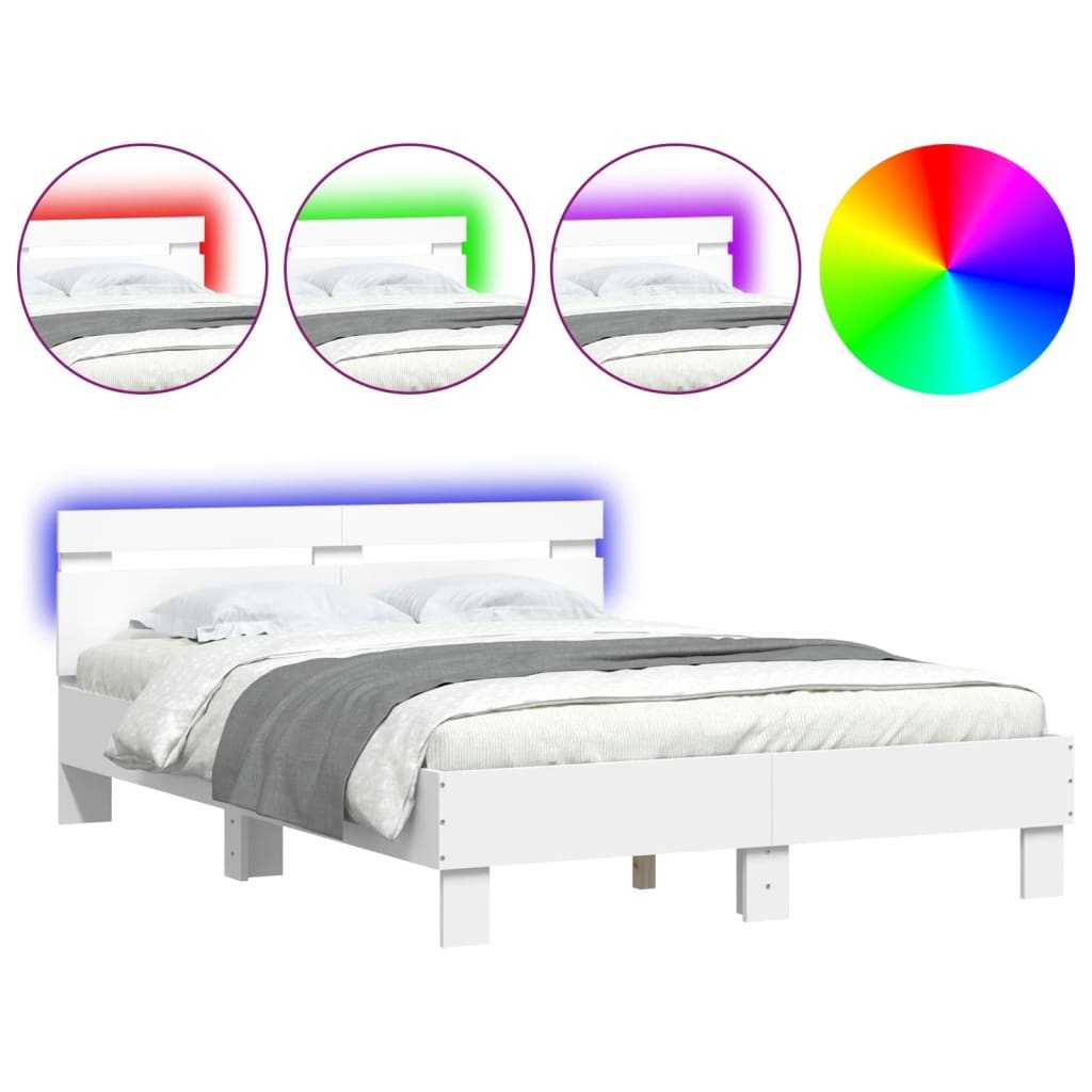 Cadre de lit avec LED sans matelas blanc 135x190 cm - XIOS