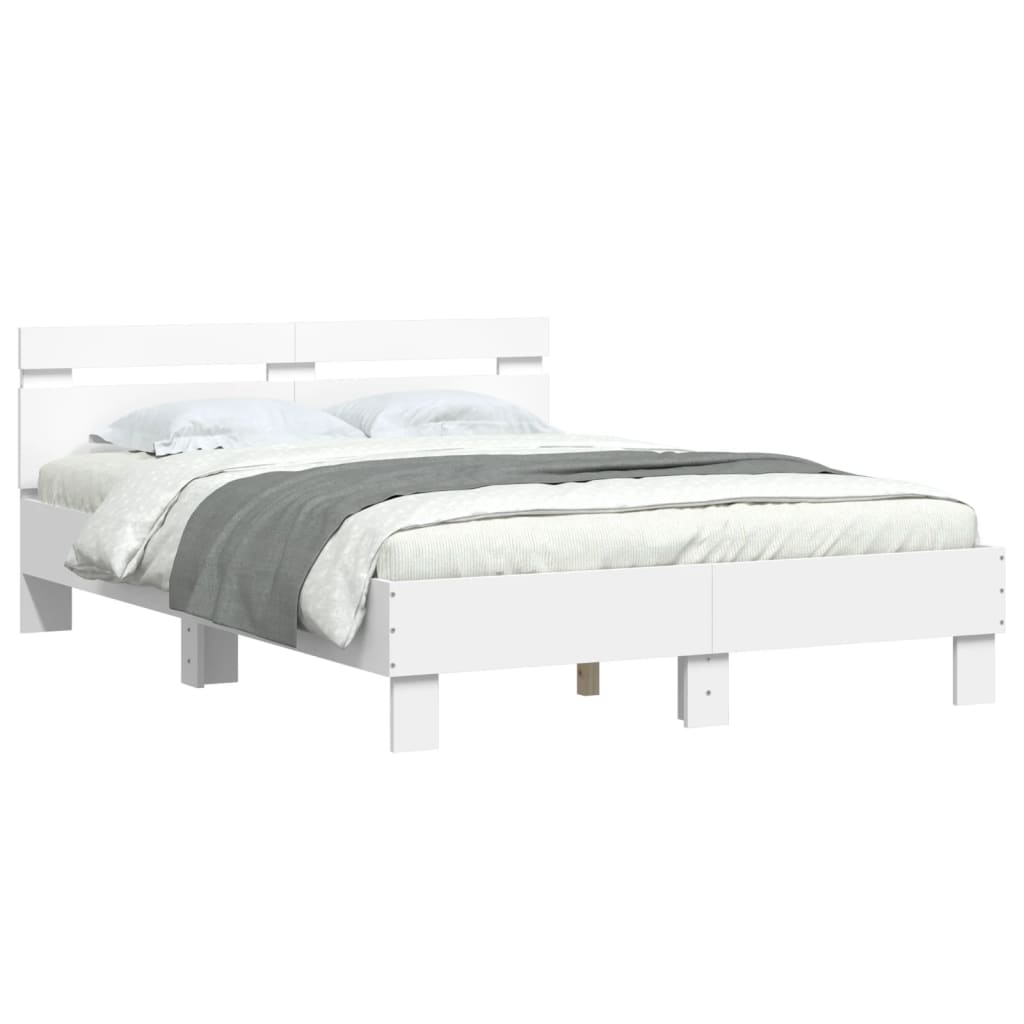 Cadre de lit avec LED sans matelas blanc 135x190 cm - XIOS