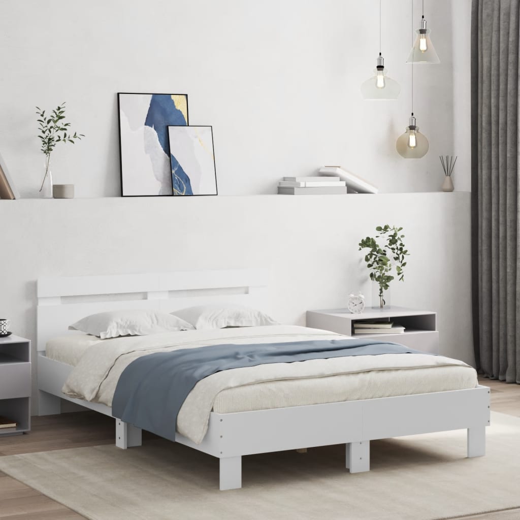 Cadre de lit avec LED sans matelas blanc 135x190 cm - XIOS