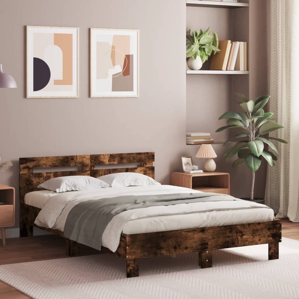 Cadre de lit avec LED sans matelas chêne fumé 135x190 cm - XIOS