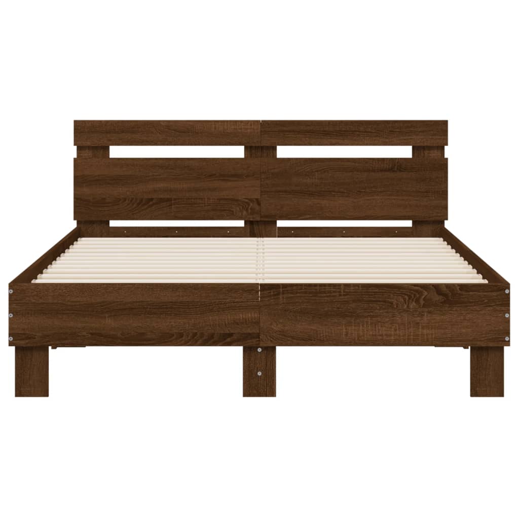 Cadre de lit avec LED sans matelas chêne marron 135x190 cm - XIOS
