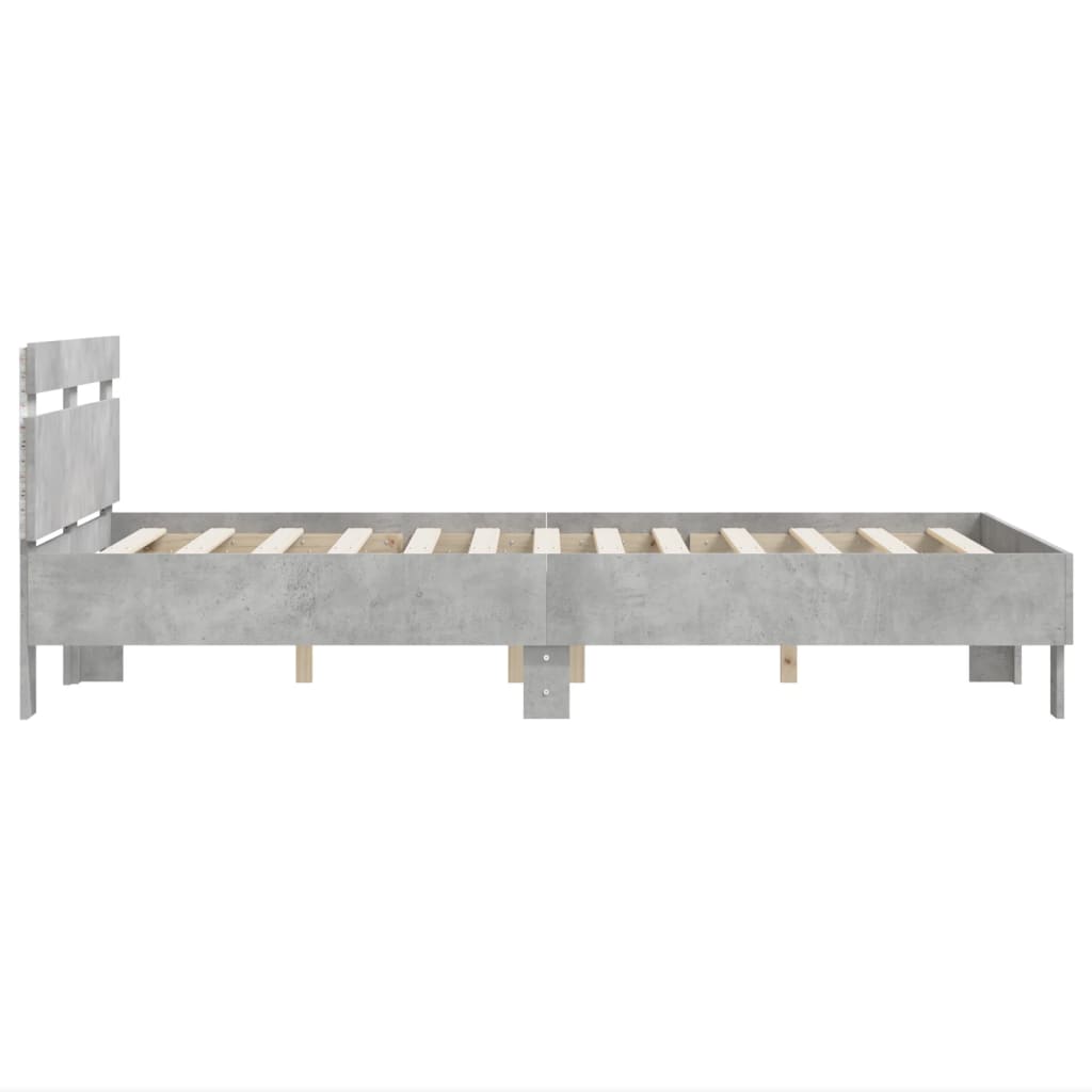 Cadre de lit avec LED sans matelas gris béton 120x190 cm - XIOS