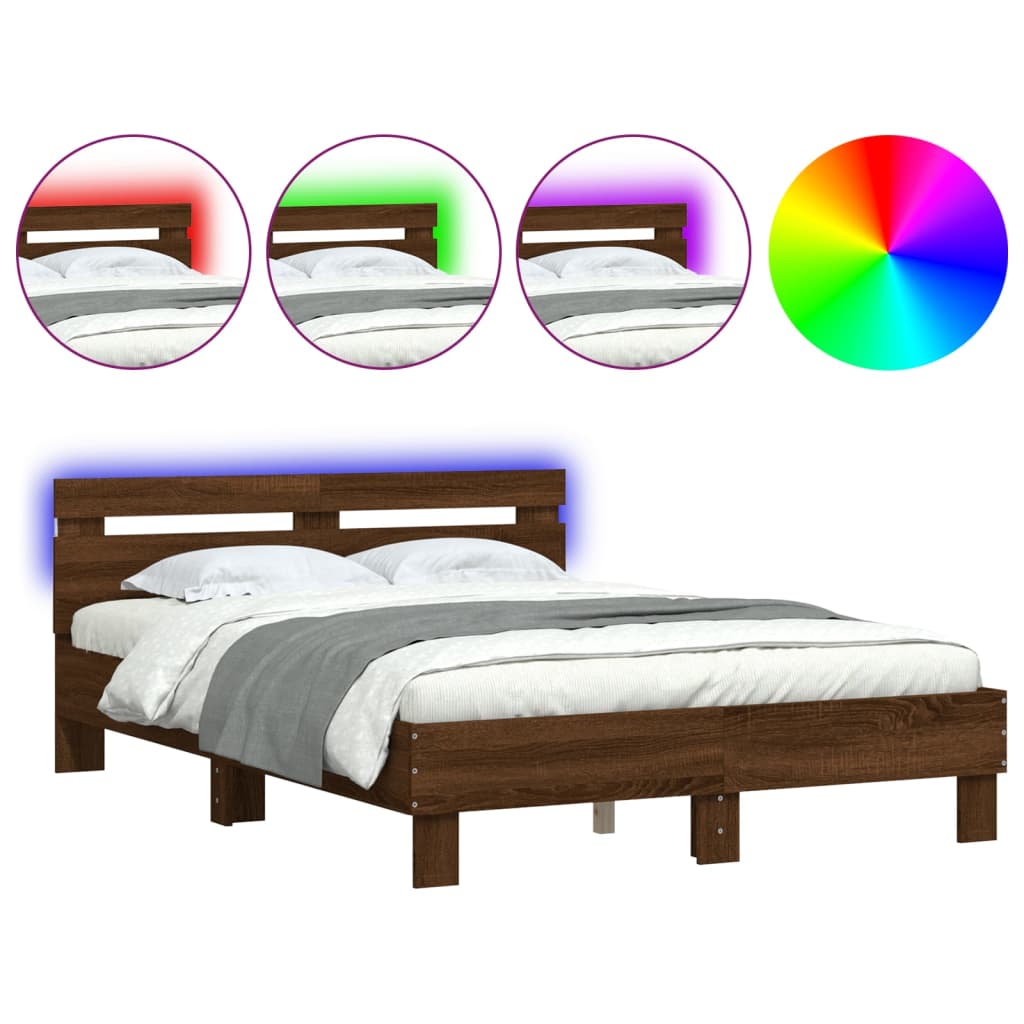 Cadre de lit avec LED sans matelas chêne marron 120x190 cm - XIOS