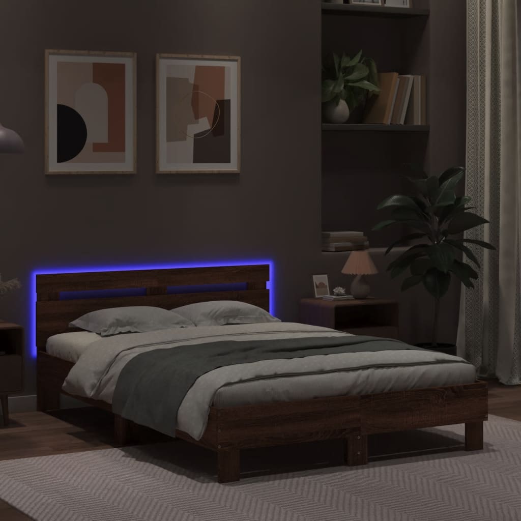 Cadre de lit avec LED sans matelas chêne marron 120x190 cm - XIOS