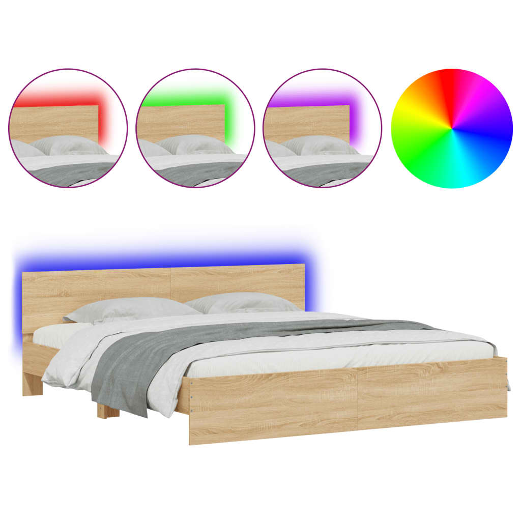 Cadre de lit avec LED sans matelas chêne sonoma 200x200 cm - XIOS