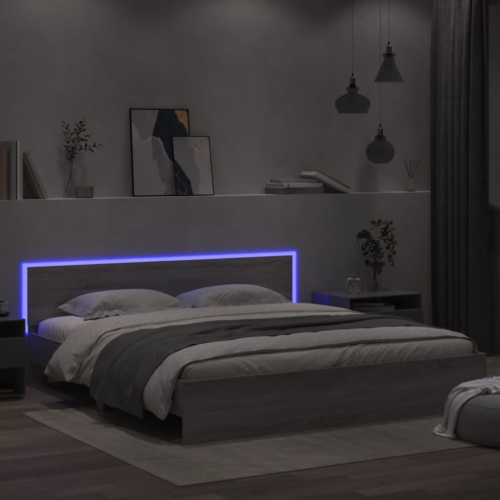 Cadre de lit avec LED sans matelas sonoma gris 200x200 cm - XIOS
