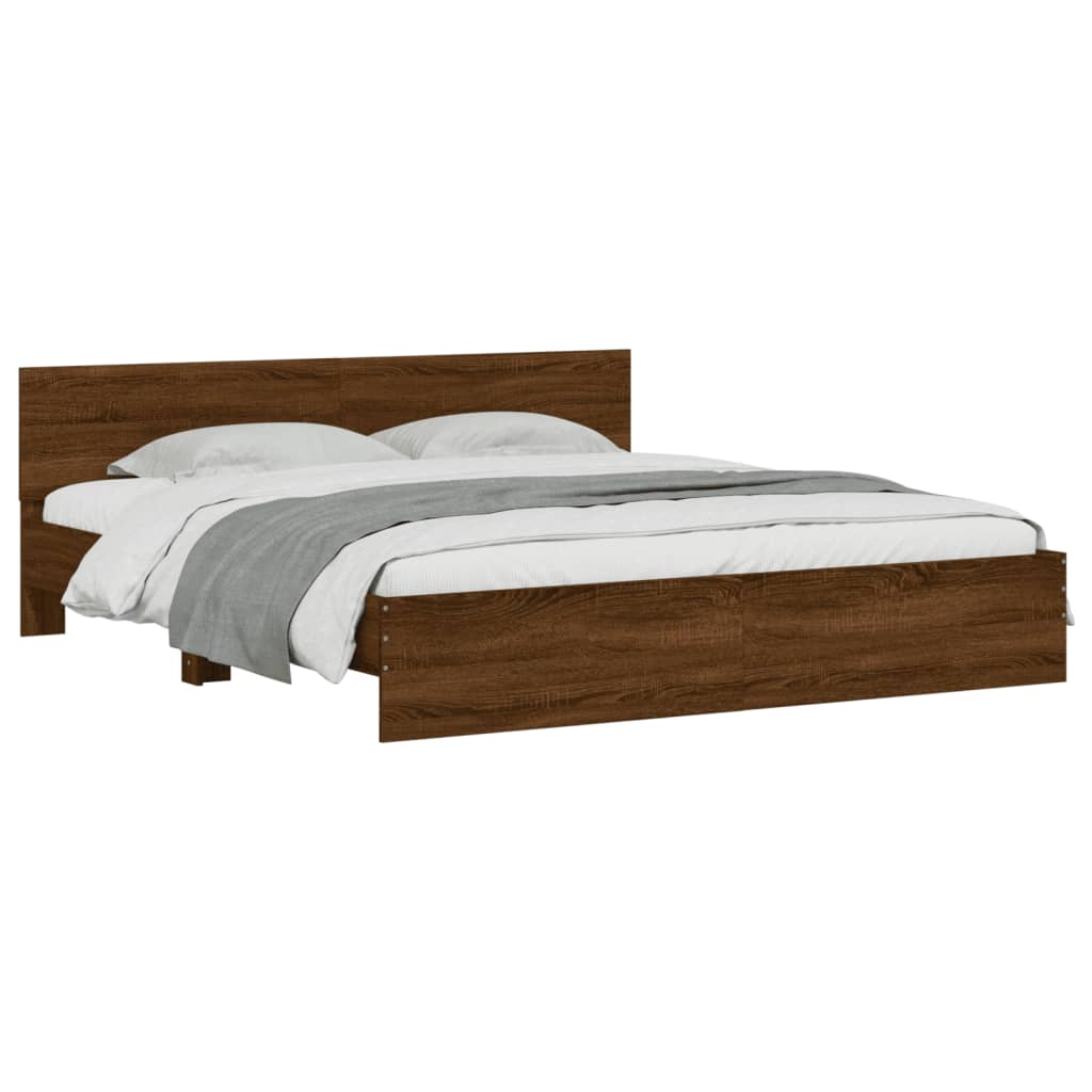 Cadre de lit avec LED sans matelas chêne marron 200x200 cm - XIOS