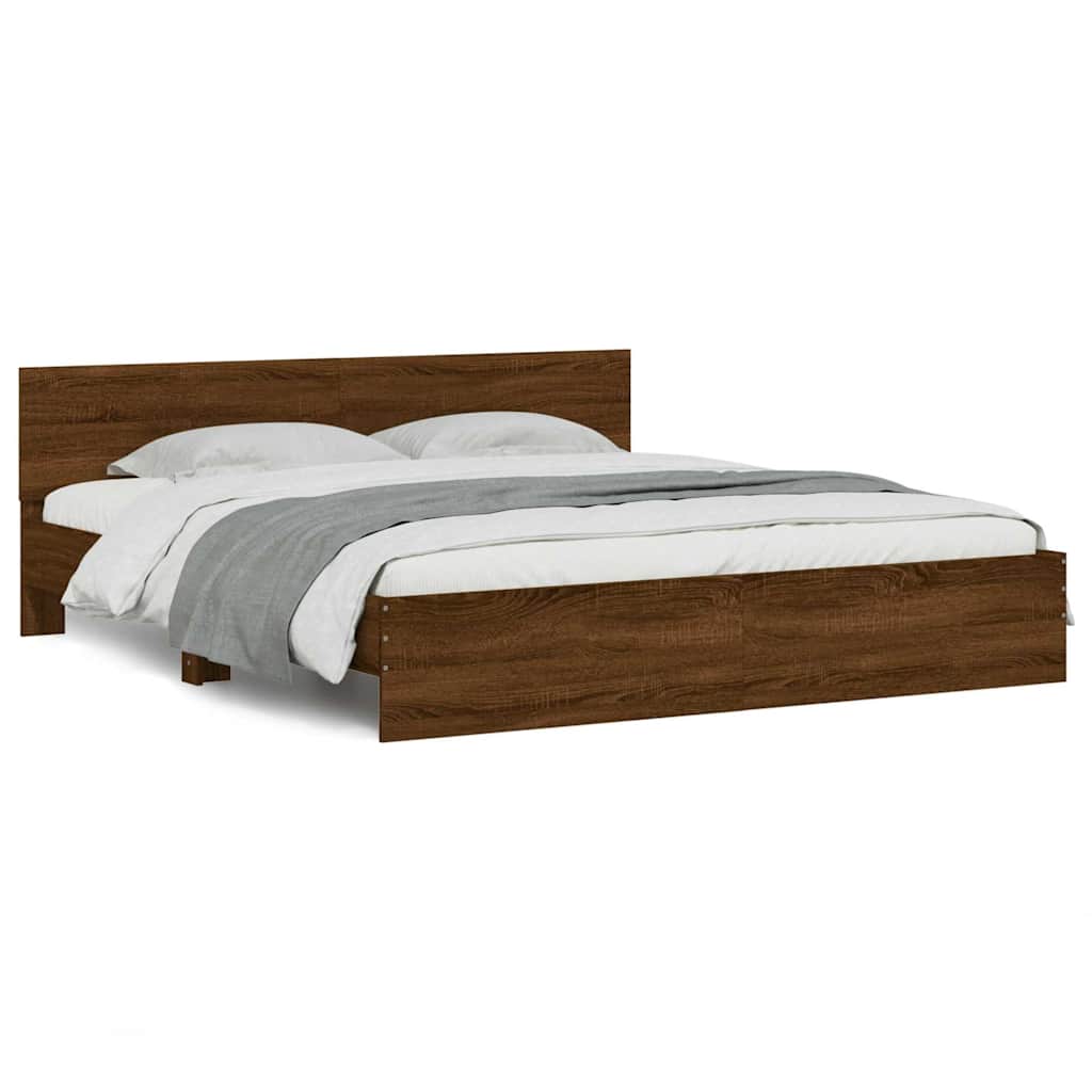 Cadre de lit avec LED sans matelas chêne marron 200x200 cm - XIOS