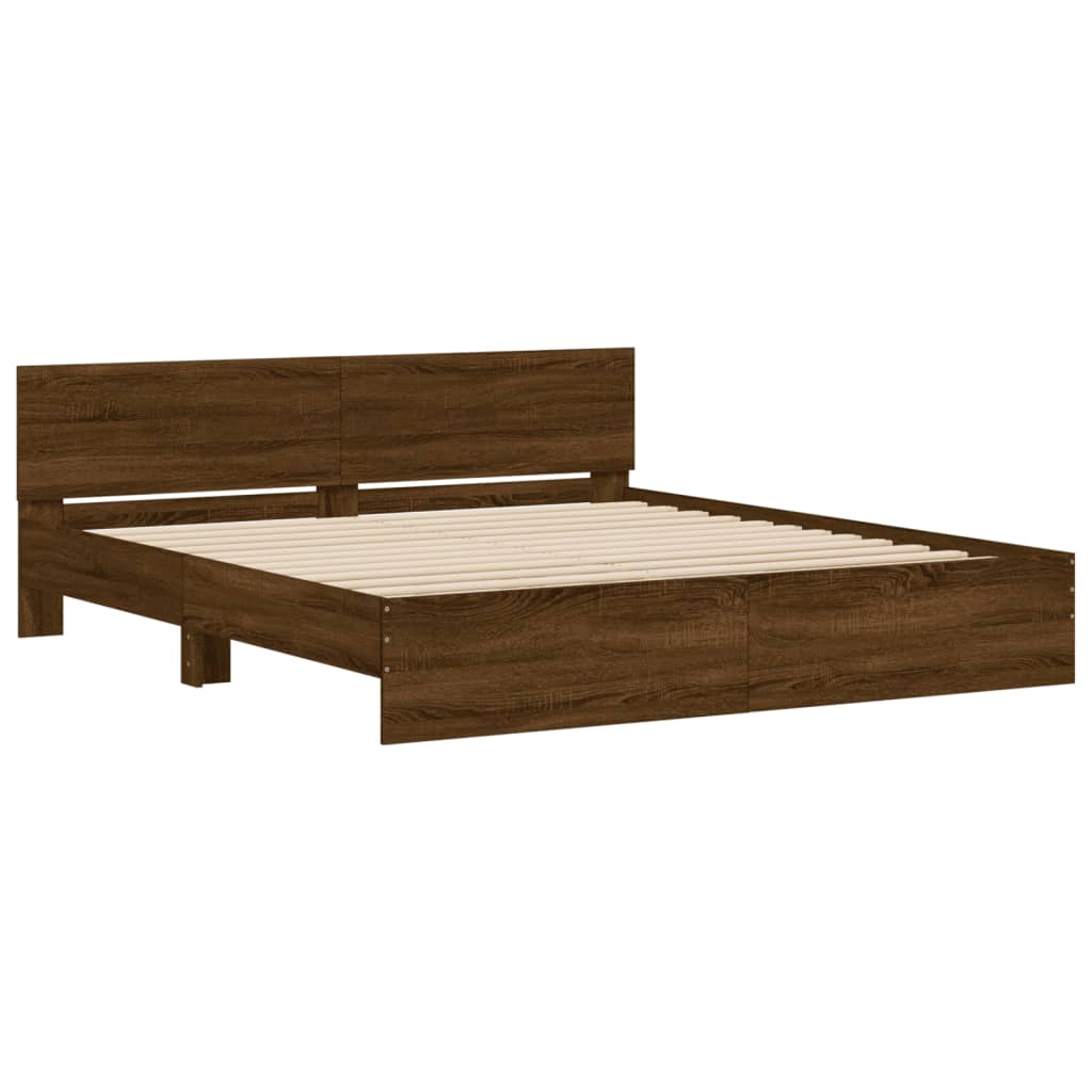 Cadre de lit avec LED sans matelas chêne marron 200x200 cm - XIOS
