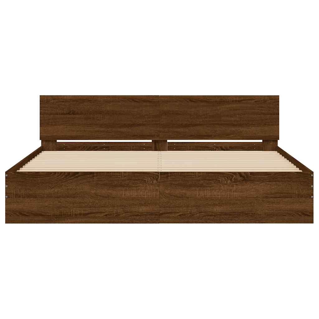 Cadre de lit avec LED sans matelas chêne marron 200x200 cm - XIOS