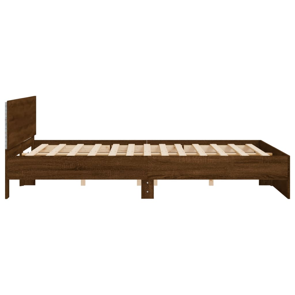 Cadre de lit avec LED sans matelas chêne marron 200x200 cm - XIOS