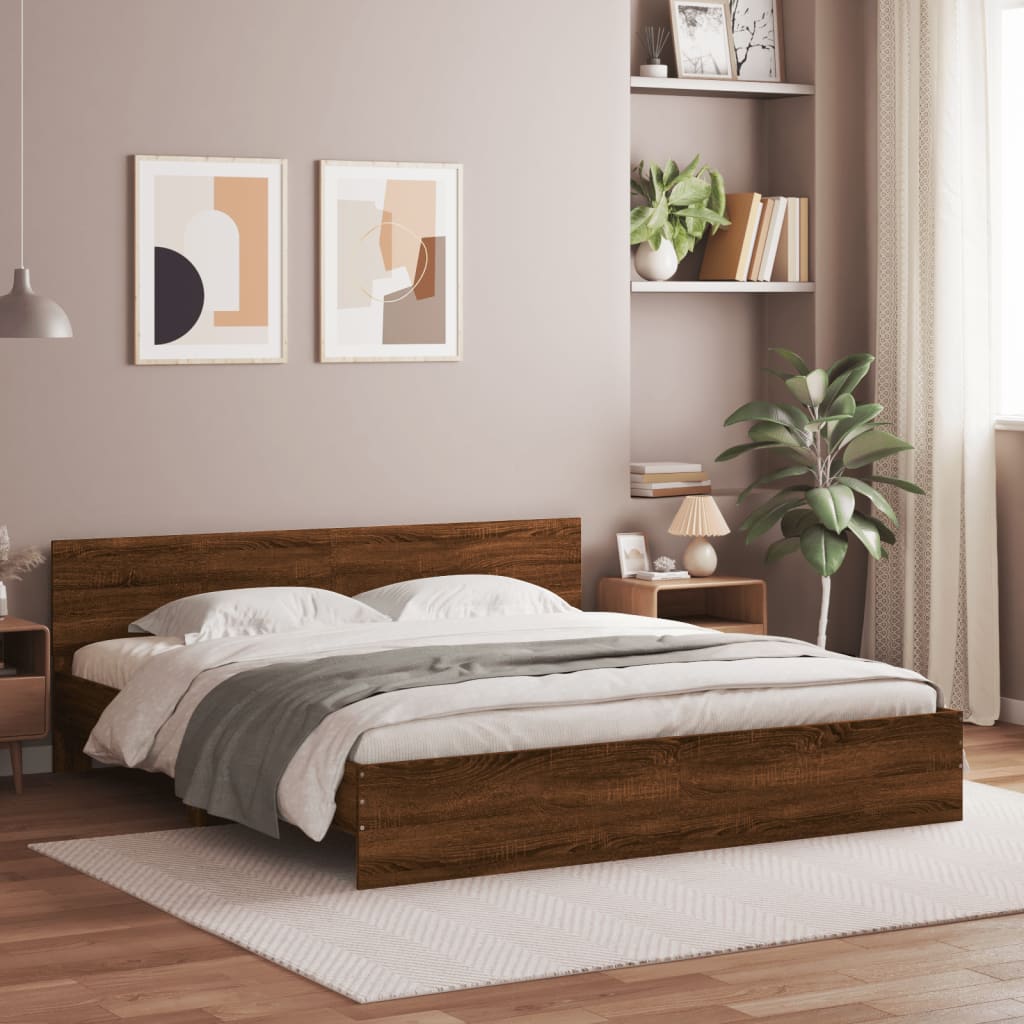 Cadre de lit avec LED sans matelas chêne marron 200x200 cm - XIOS