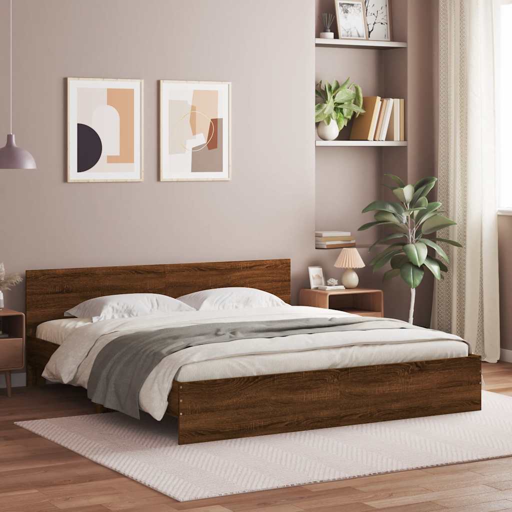 Cadre de lit avec LED sans matelas chêne marron 200x200 cm - XIOS
