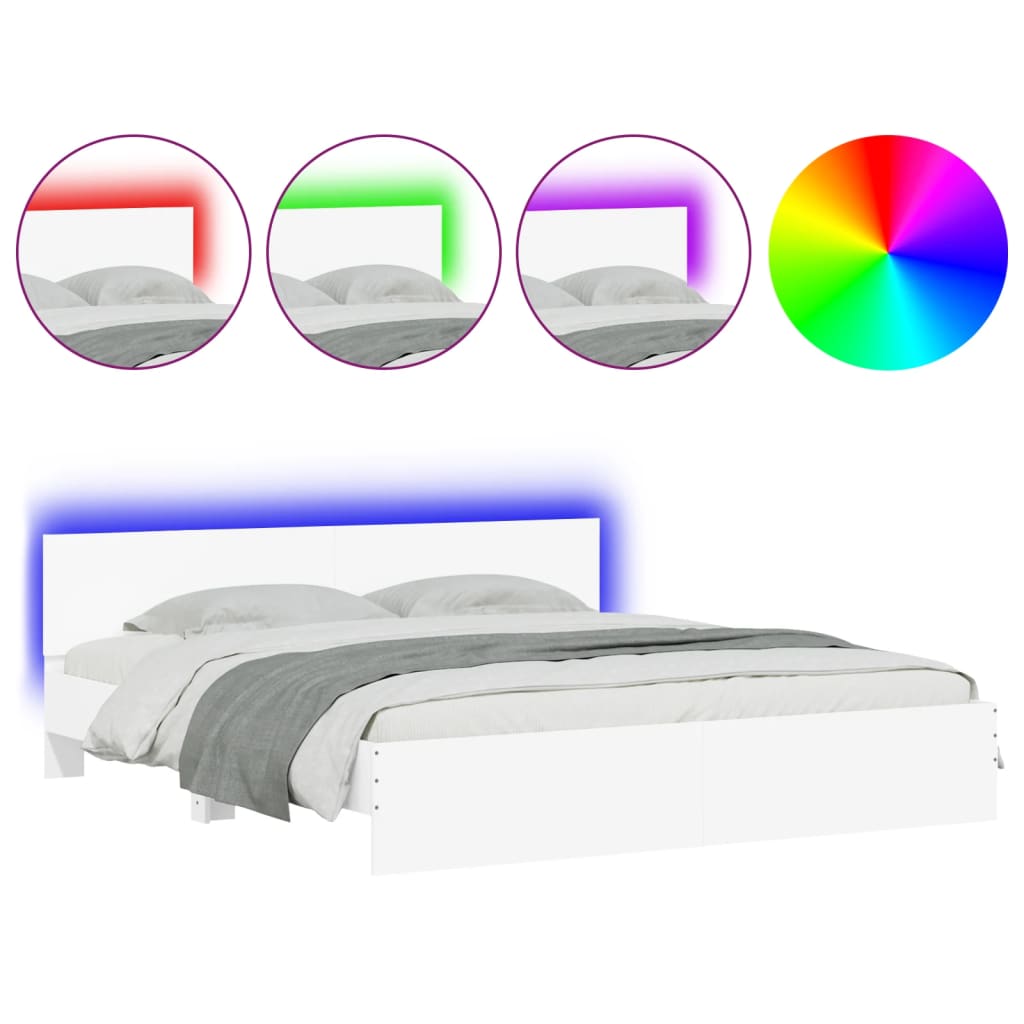 Cadre de lit avec LED sans matelas blanc 180x200 cm - XIOS