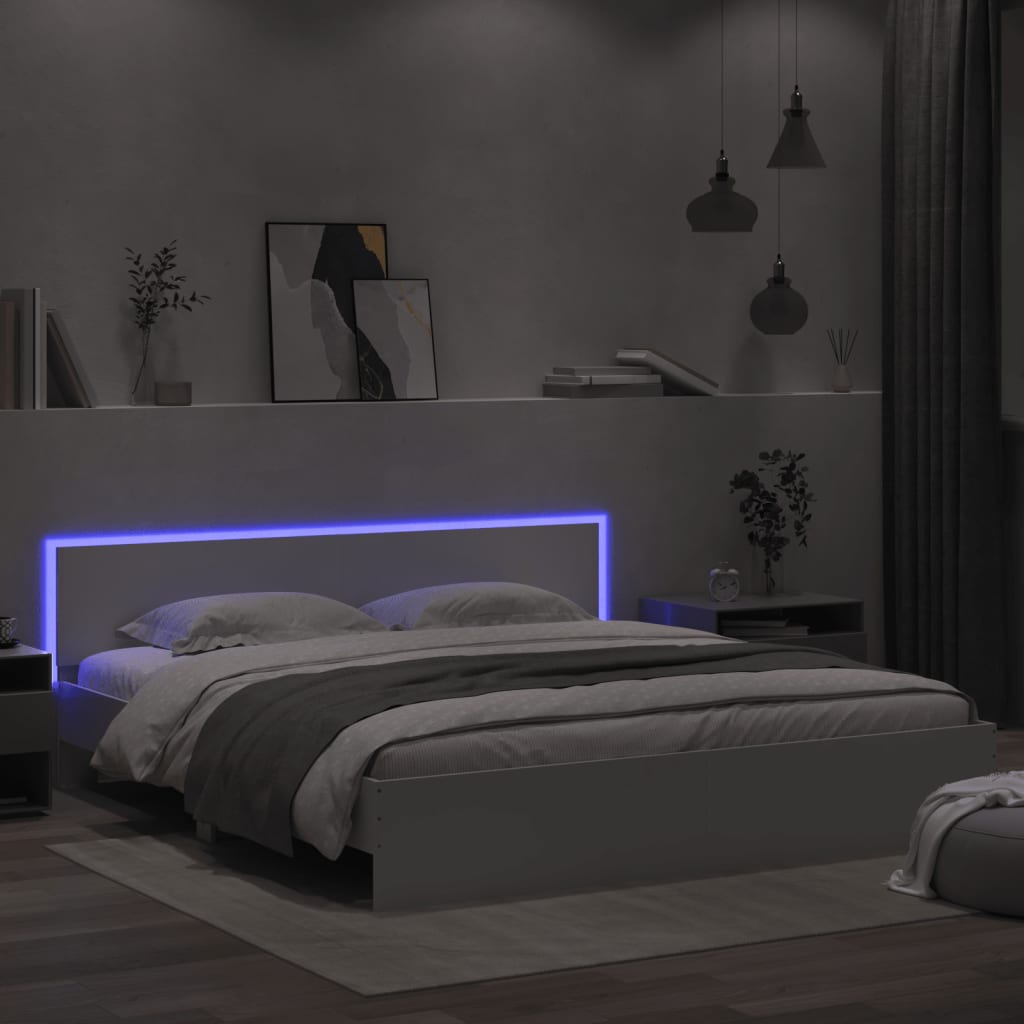 Cadre de lit avec LED sans matelas blanc 180x200 cm - XIOS