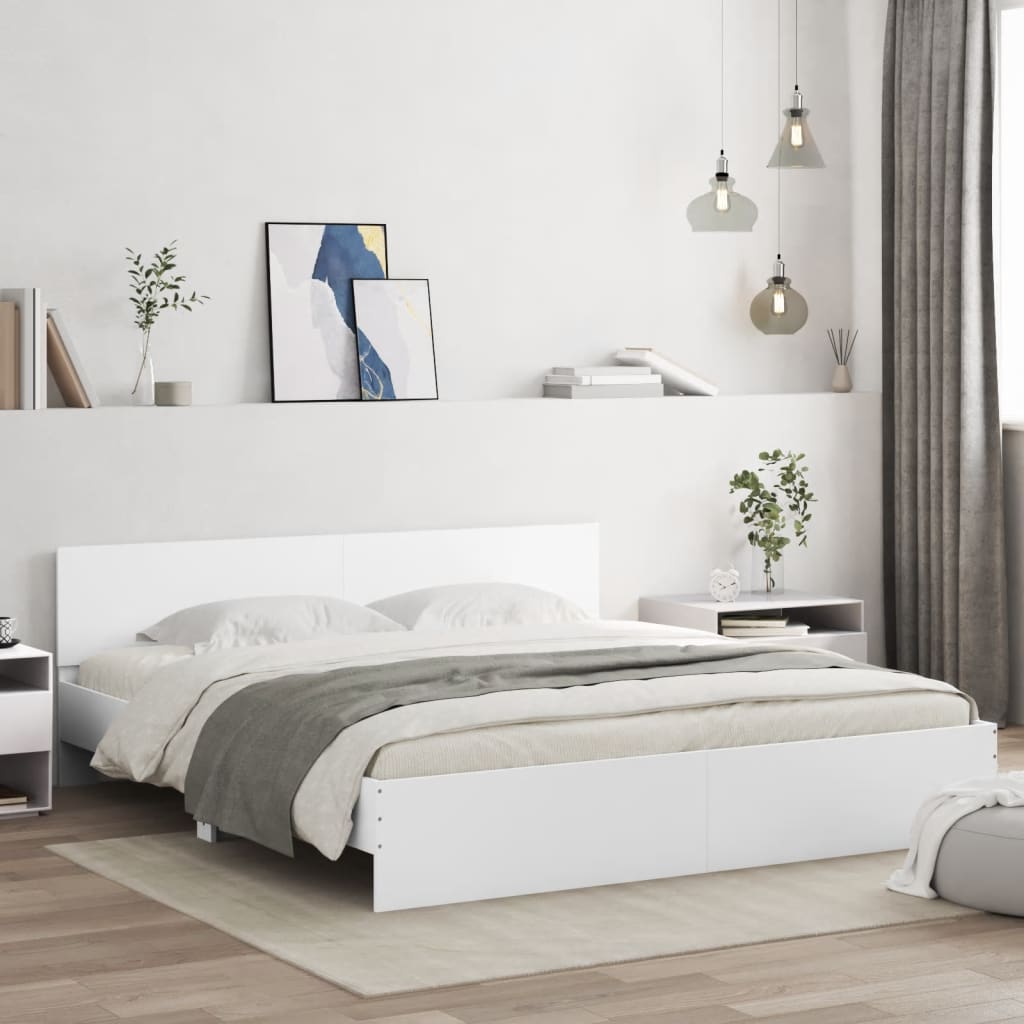 Cadre de lit avec LED sans matelas blanc 180x200 cm - XIOS