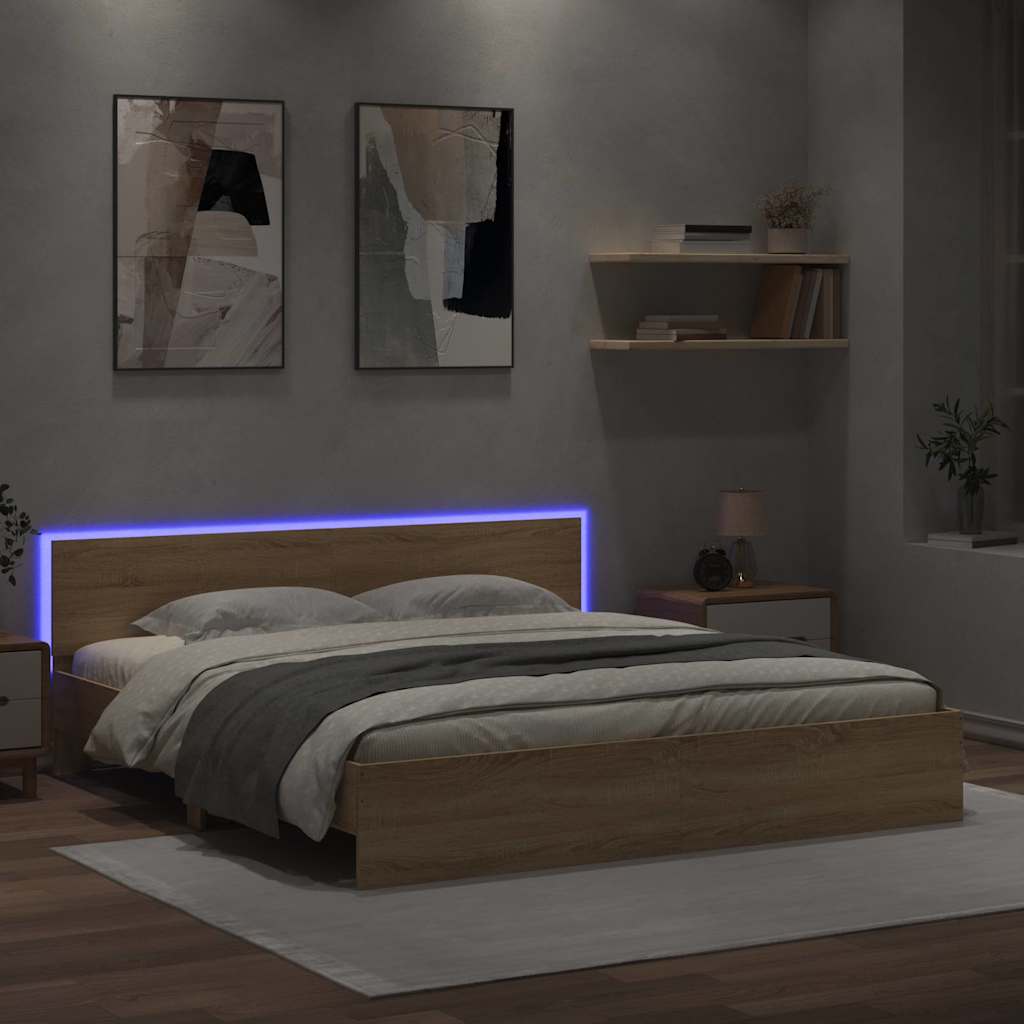 Cadre de lit avec LED sans matelas chêne sonoma 180x200 cm - XIOS
