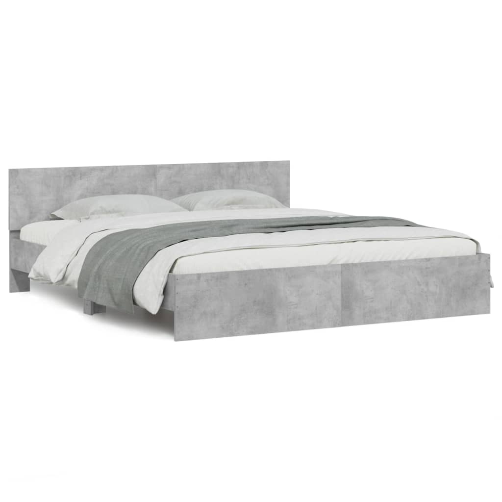 Cadre de lit avec LED sans matelas gris béton 180x200 cm - XIOS