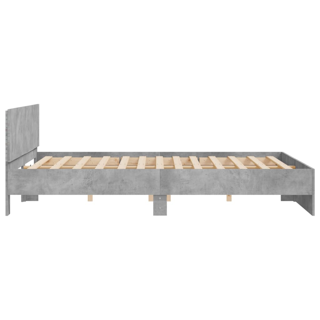 Cadre de lit avec LED sans matelas gris béton 180x200 cm - XIOS