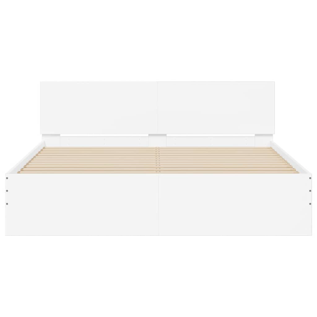 Cadre de lit avec LED sans matelas blanc 160x200 cm